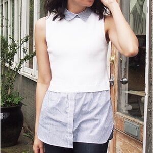 Club Monaco Faux Layered Knit Vest Over Shirt